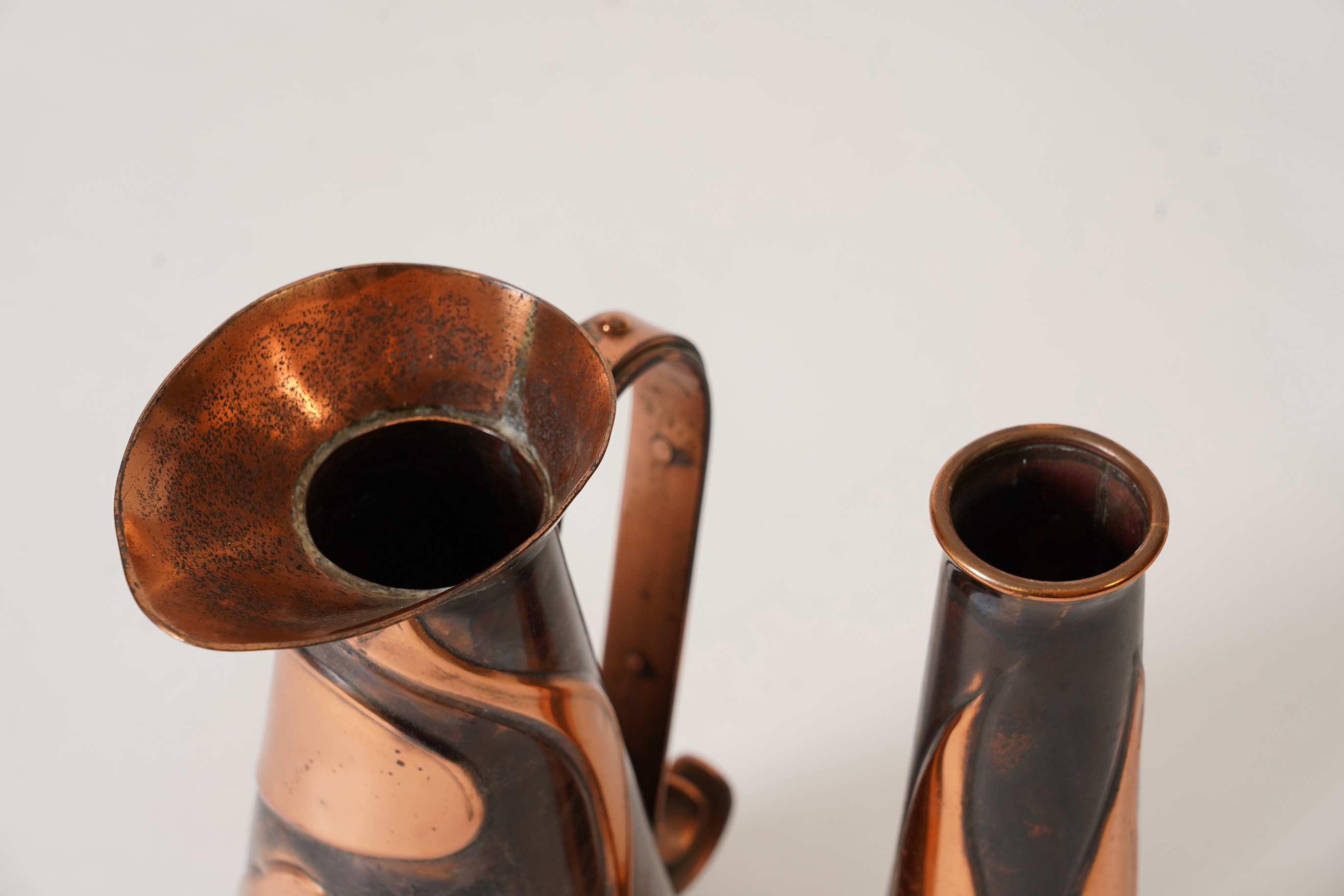 Sam Fanaroff BEM, 1926-2019, A patinated copper ewer and similar vase